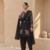 Party wear black silk BLEND  kurti set with embroidered farshi bottom & dupatta