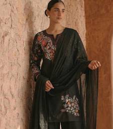 Party wear black silk BLEND  kurti set with embroidered farshi bottom & dupatta