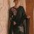 Party wear black silk BLEND  kurti set with embroidered farshi bottom & dupatta