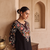 Party wear black silk BLEND  kurti set with embroidered farshi bottom & dupatta