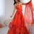 Orange Organza Corset Lehenga Set with Batwa Bag