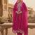 magenta embroidered roman silk pv chanderi unstitched dress material 