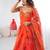 Orange Organza Corset Lehenga Set with Batwa Bag