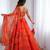 Orange Organza Corset Lehenga Set with Batwa Bag