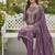lavender embroidered roman silk pv chanderi unstitched dress material 