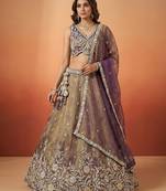 Women's Shade of Purple Tissue Moti with Embroidered Lehenga Choli with Dupatta