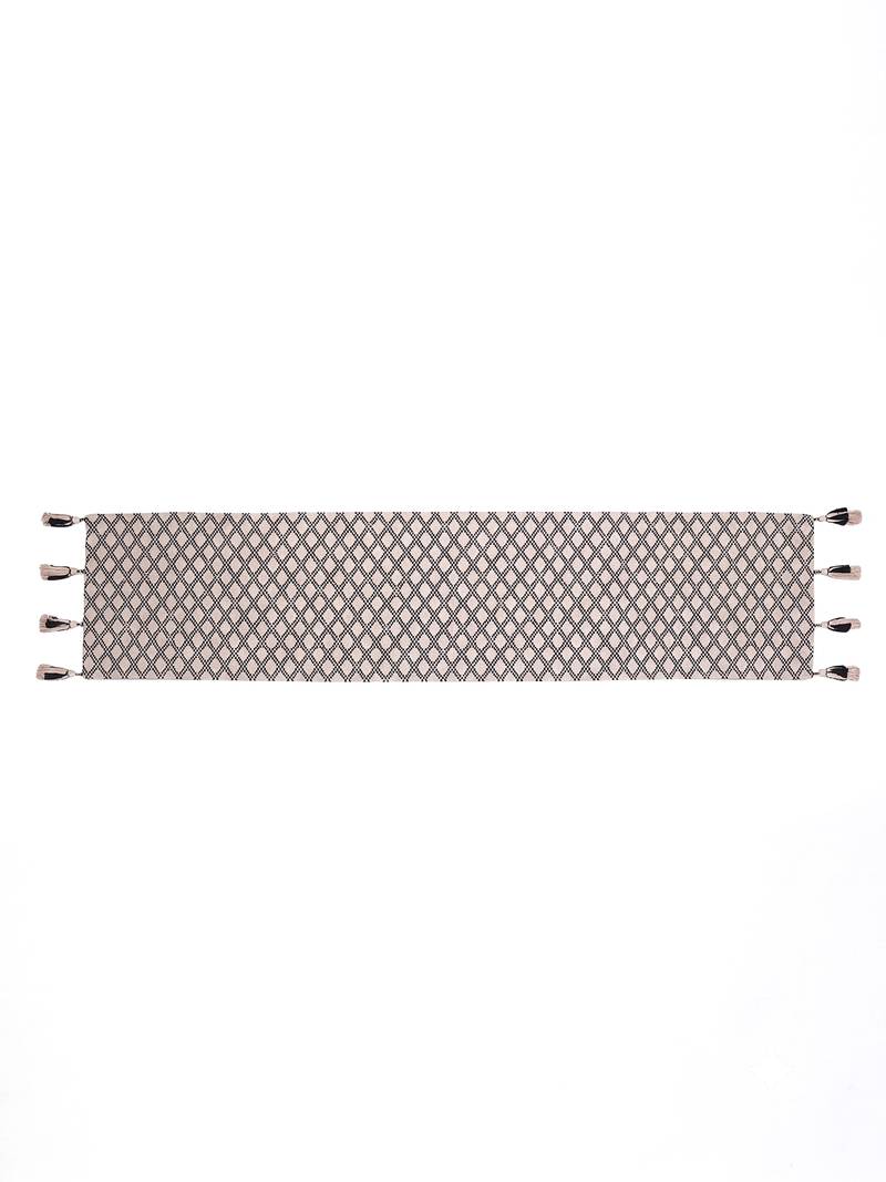 stave geometric cotton ivory table runner (6 seater)