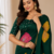 Dark Green Color Beautiful Ajarakh print with Real mirror work and Latkan Satin Crepe Saree