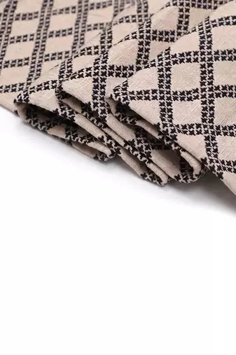 stave geometric cotton ivory table runner (6 seater)