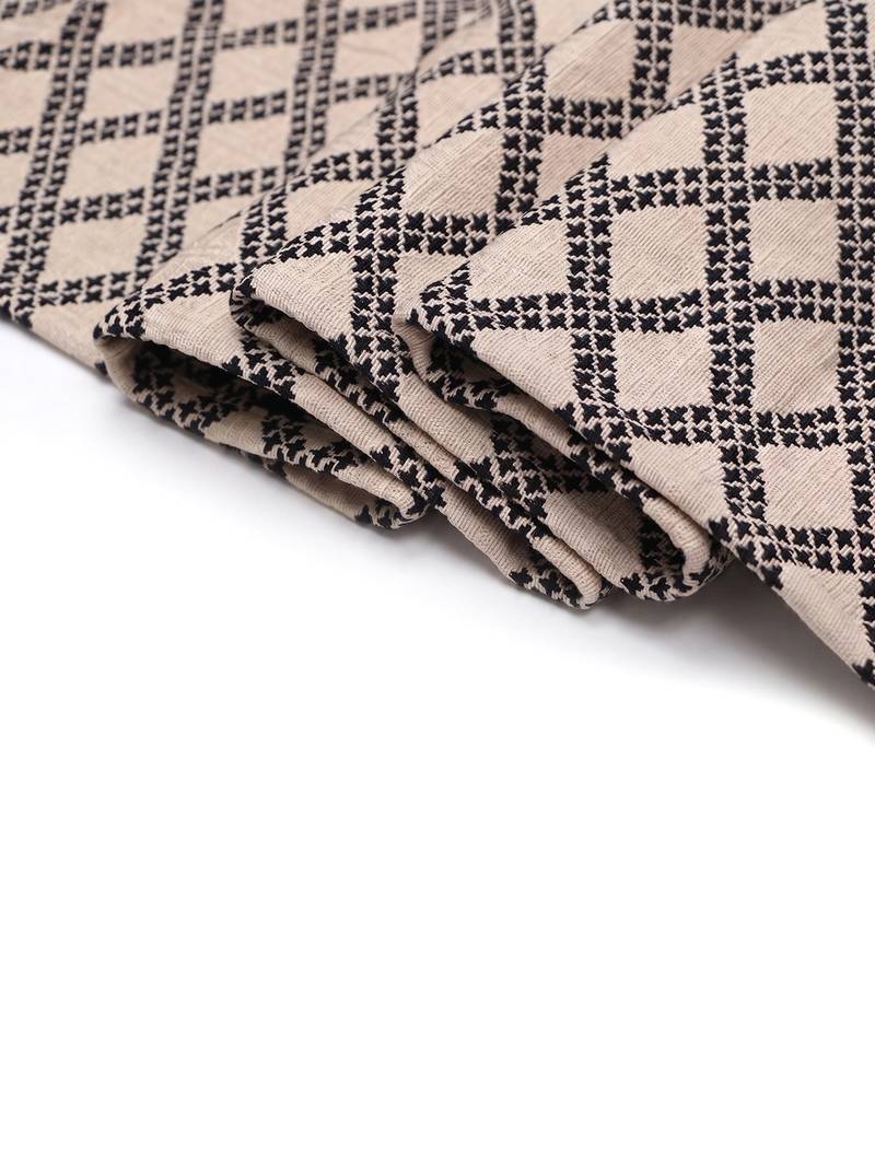 stave geometric cotton ivory table runner (6 seater)