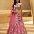 Women's Pink Tissue Woolen Embroidered Lehenga Choli with Dupatta