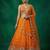 Women's Orange Chinnon Moti with Sequince Embroidered Lehenga Choli with Dupatta