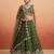 Women's Olive Chinnon Moti with Sequince Embroidered Lehenga Choli with Dupatta