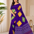 Purple Color Beautiful Ajarakh print with Real mirror work and Latkan Satin Crepe Saree