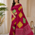 Red Color Beautiful Ajarakh print with Real mirror work and Latkan Satin Crepe Saree