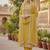 yellow embroidered glaze cotton unstitched dress material 
