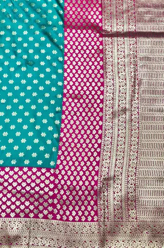 blue zari woven banarasi silk blend traditional saree with blouse piece
