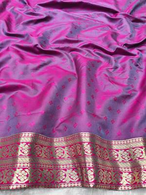 blue zari woven banarasi silk blend traditional saree with blouse piece 4