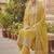yellow embroidered glaze cotton unstitched dress material 