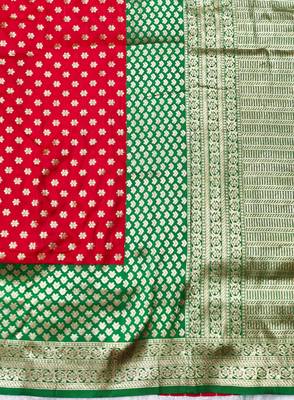 orange zari woven banarasi silk blend traditional saree with blouse piece 3
