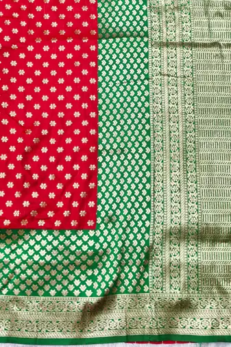 orange zari woven banarasi silk blend traditional saree with blouse piece
