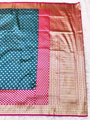 dark blue zari woven banarasi silk blend traditional saree with blouse piece 2