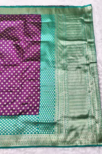 wine zari woven banarasi silk blend traditional saree with blouse piece