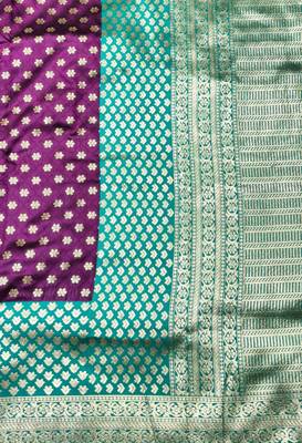 wine zari woven banarasi silk blend traditional saree with blouse piece 3