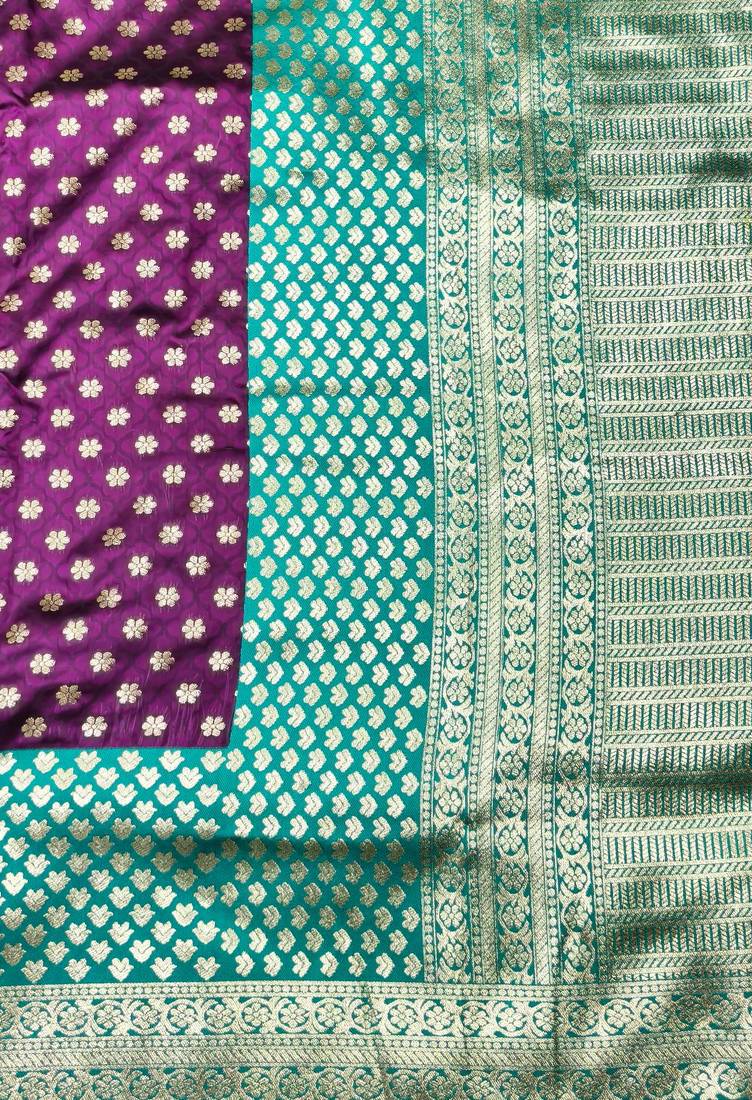 wine zari woven banarasi silk blend traditional saree with blouse piece