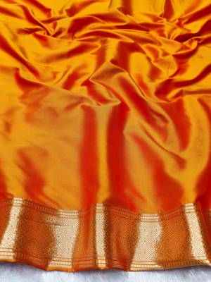 gold zari woven banarasi silk blend traditional saree with blouse piece 4