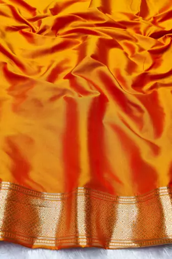 gold zari woven banarasi silk blend traditional saree with blouse piece