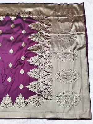 wine zari woven banarasi silk blend traditional saree with blouse piece 2