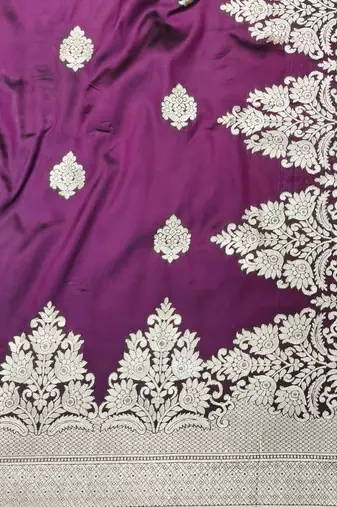 wine zari woven banarasi silk blend traditional saree with blouse piece