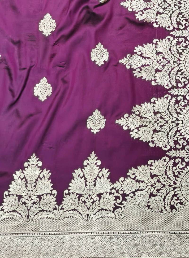 wine zari woven banarasi silk blend traditional saree with blouse piece