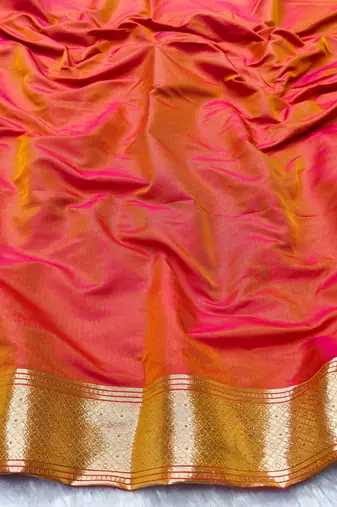 rani pink zari woven banarasi silk blend traditional saree with blouse piece