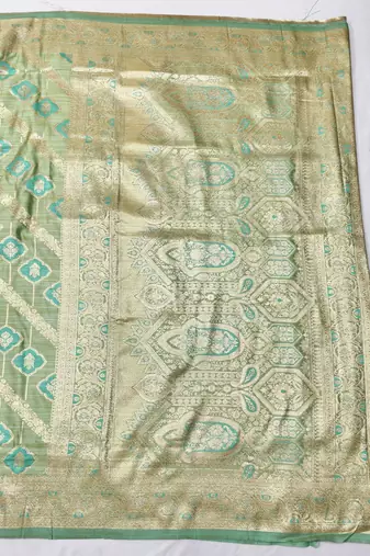 dark green zari woven banarasi satin silk blend traditional saree with blouse piece