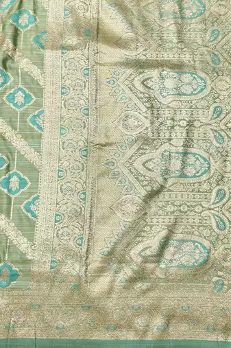 dark green zari woven banarasi satin silk blend traditional saree with blouse piece