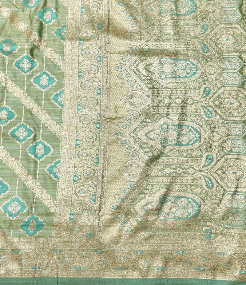 dark green zari woven banarasi satin silk blend traditional saree with blouse piece