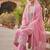 pink embroidered glaze cotton unstitched dress material 