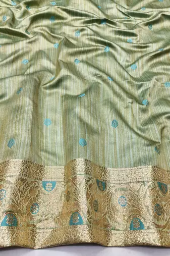 blue zari woven banarasi satin silk blend traditional saree with blouse piece