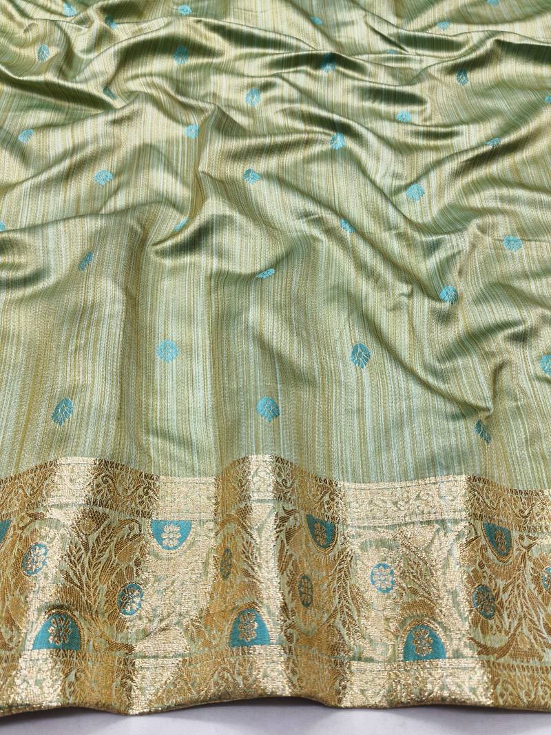 blue zari woven banarasi satin silk blend traditional saree with blouse piece