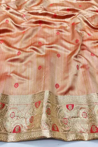 red zari woven banarasi satin silk blend traditional saree with blouse piece