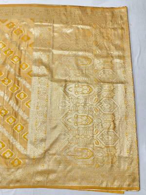 gold zari woven banarasi satin silk blend traditional saree with blouse piece 2