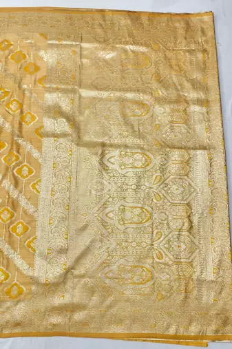 gold zari woven banarasi satin silk blend traditional saree with blouse piece