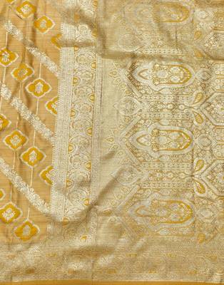 gold zari woven banarasi satin silk blend traditional saree with blouse piece 3