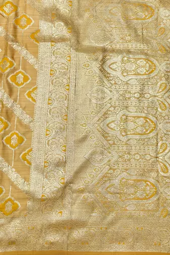 gold zari woven banarasi satin silk blend traditional saree with blouse piece