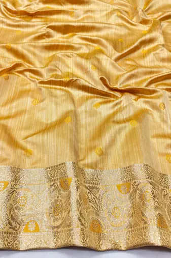gold zari woven banarasi satin silk blend traditional saree with blouse piece