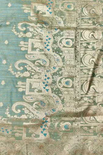 blue zari woven banarasi satin silk blend traditional saree with blouse piece