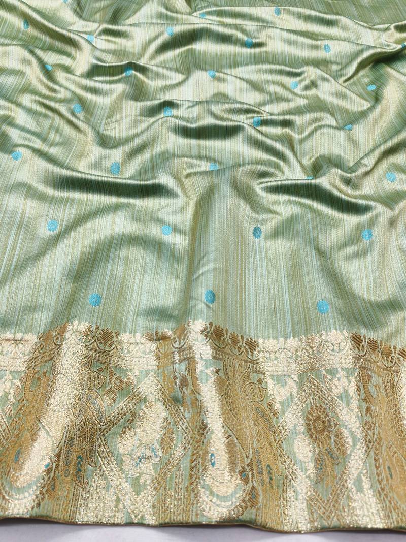 blue zari woven banarasi satin silk blend traditional saree with blouse piece