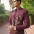 Maroon embroidered silk blend indo western set